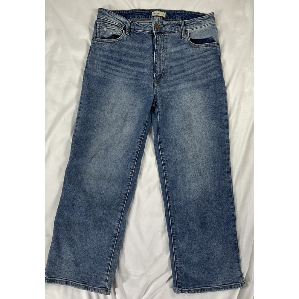 Oliver Logan Women's 32 Aberdeen Denim Wide-Leg Crop Jeans Casual Med Wash 497